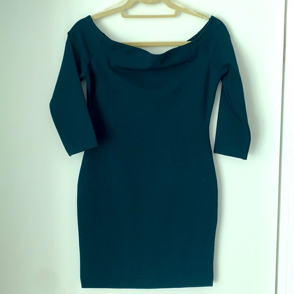 NWT BODYCON OFF SHOULDER DARK TEAL DRESS